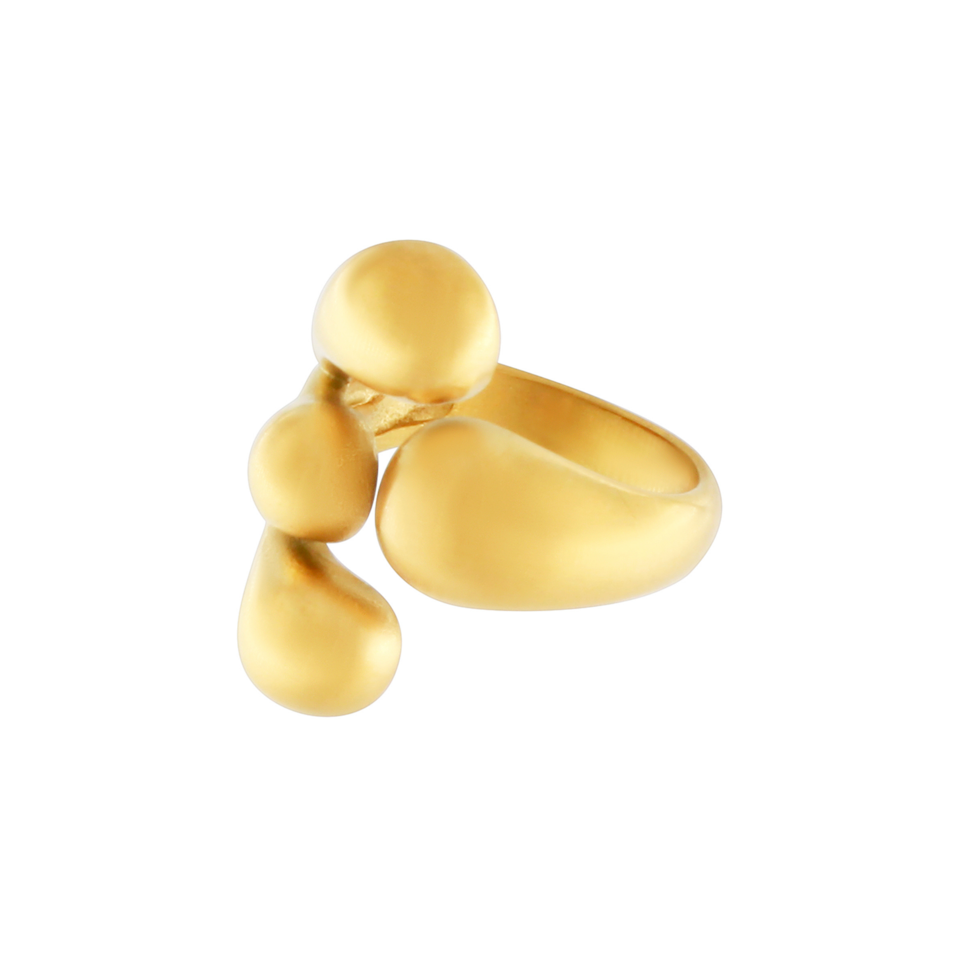 Courage Waterproof  Brushed 4 Ball  Statement Ring 18K Gold Plating, DNSK Copenhagen