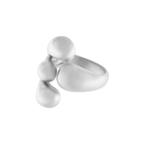 Courage Waterproof  Bague de déclaration brossée à 4 boules Plaqué argent