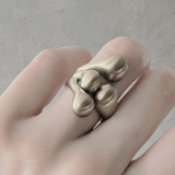 Courage Waterproof  Bague de déclaration brossée à 4 boules Plaqué argent