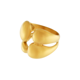 Courage Waterproof Bague brossée à 4 côtés plaqué or 18K