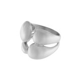 Courage Waterproof Bague de déclaration brossée à 4 côtés Plaqué argent