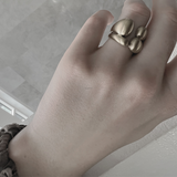 Courage Waterproof Bague de déclaration brossée à 4 côtés Plaqué argent