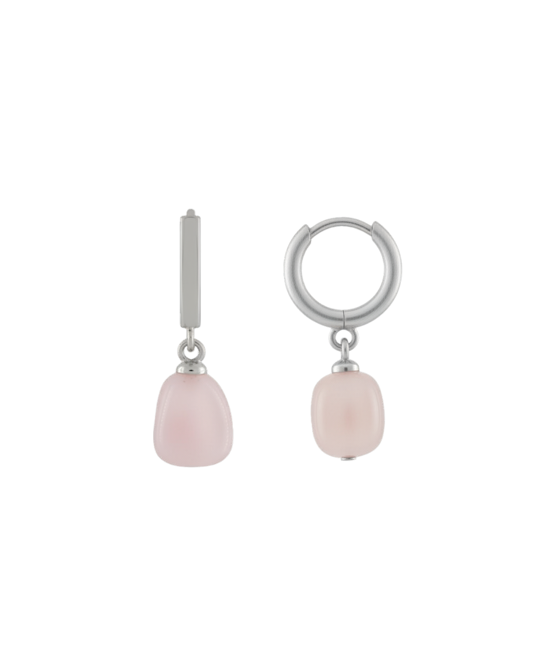 Audrey IN:STORE Rose Quartz Hoop Earring Silver Plating