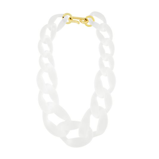 Courage Frosted Link Necklace, White