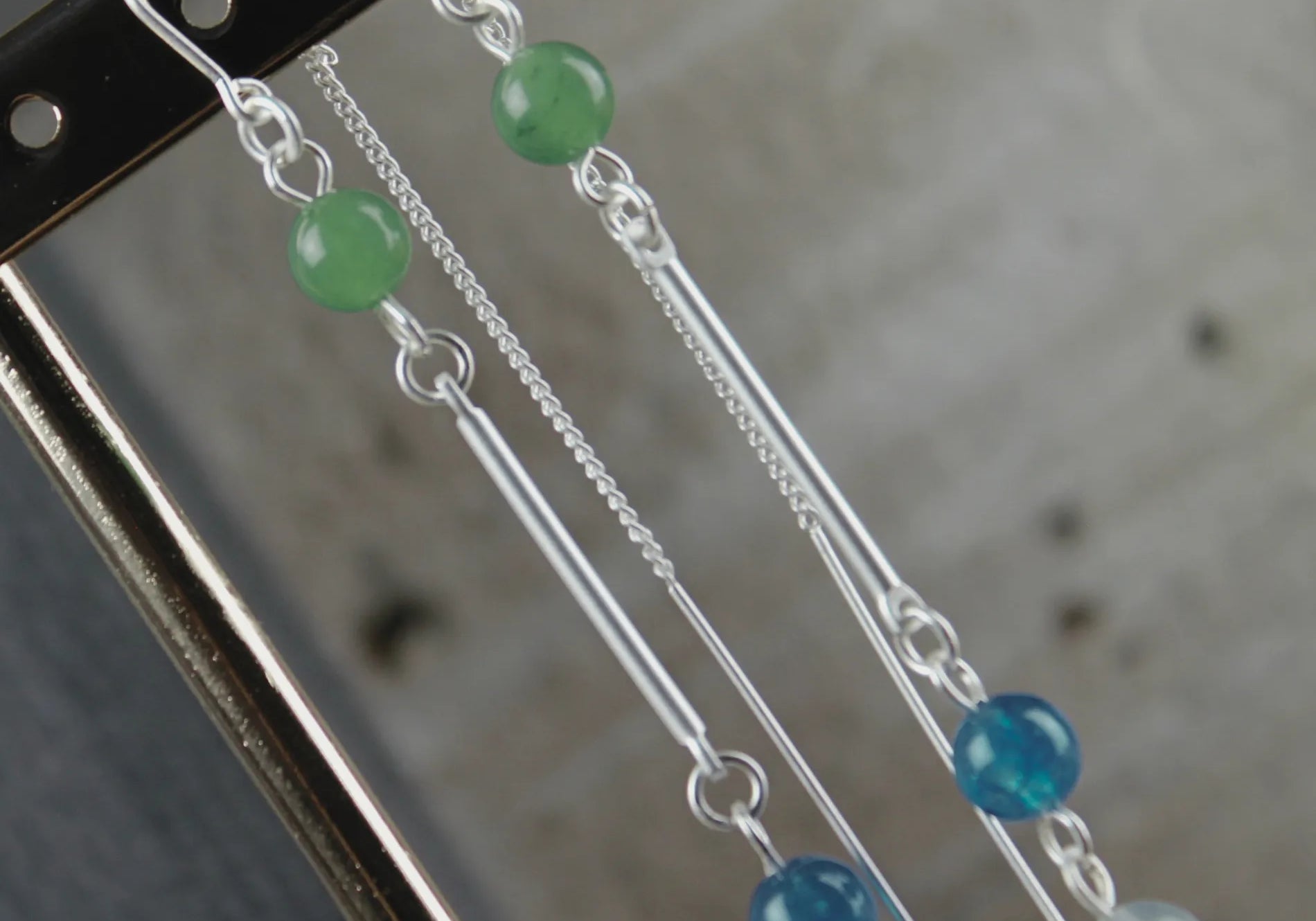 Audrey IN:STORE Blueish Chain Earring Silver Plating, DNSK Copenhagen
