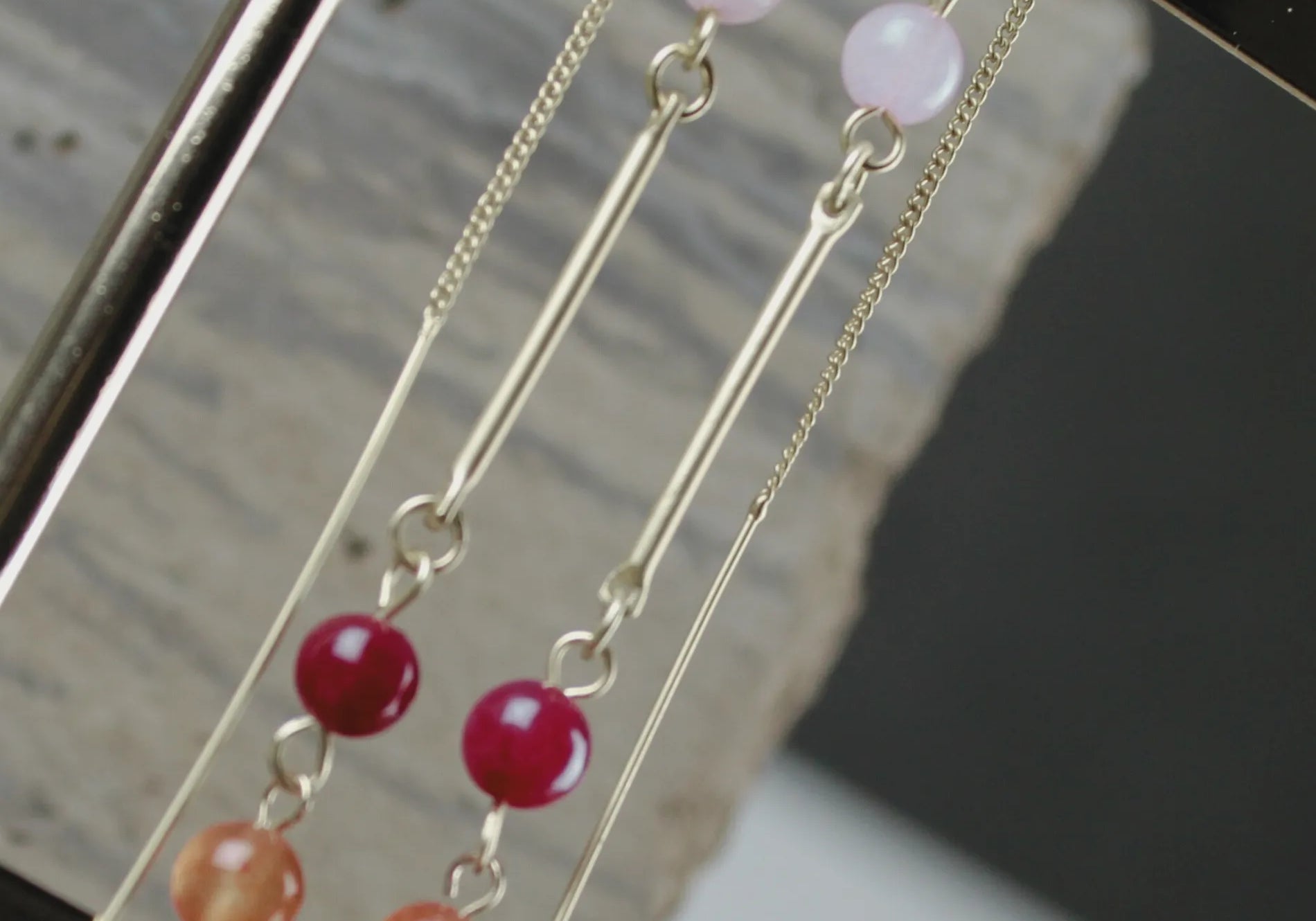 Audrey IN:STORE Pinkish Chain Earring Gold Plating, DNSK Copenhagen