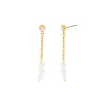 Joy Waterproof Long Post Chain Pearl & CZ Earring 18K Gold Plating -DNSK Copenhagen