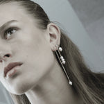 Joy Waterproof Long Post Chain Pearl & CZ Earring 18K Gold Plating -DNSK Copenhagen