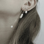 Joy Waterproof Long Post Chain Pearl & CZ Earring 18K Gold Plating -DNSK Copenhagen