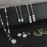 Joy Waterproof Long Post Chain Pearl & CZ Earring 18K Gold Plating -DNSK Copenhagen