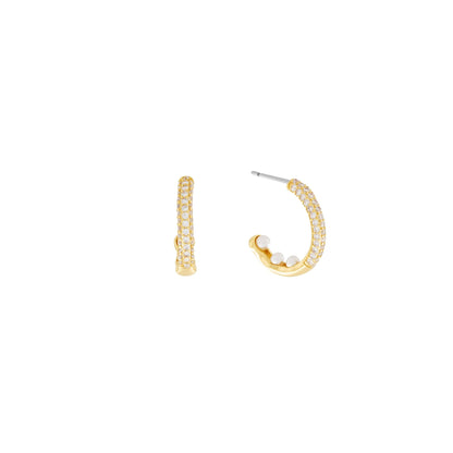 Joy Waterproof Pearl & CZ Mix Hoop Earring 18K Gold Plating I Dansk Copenhagen