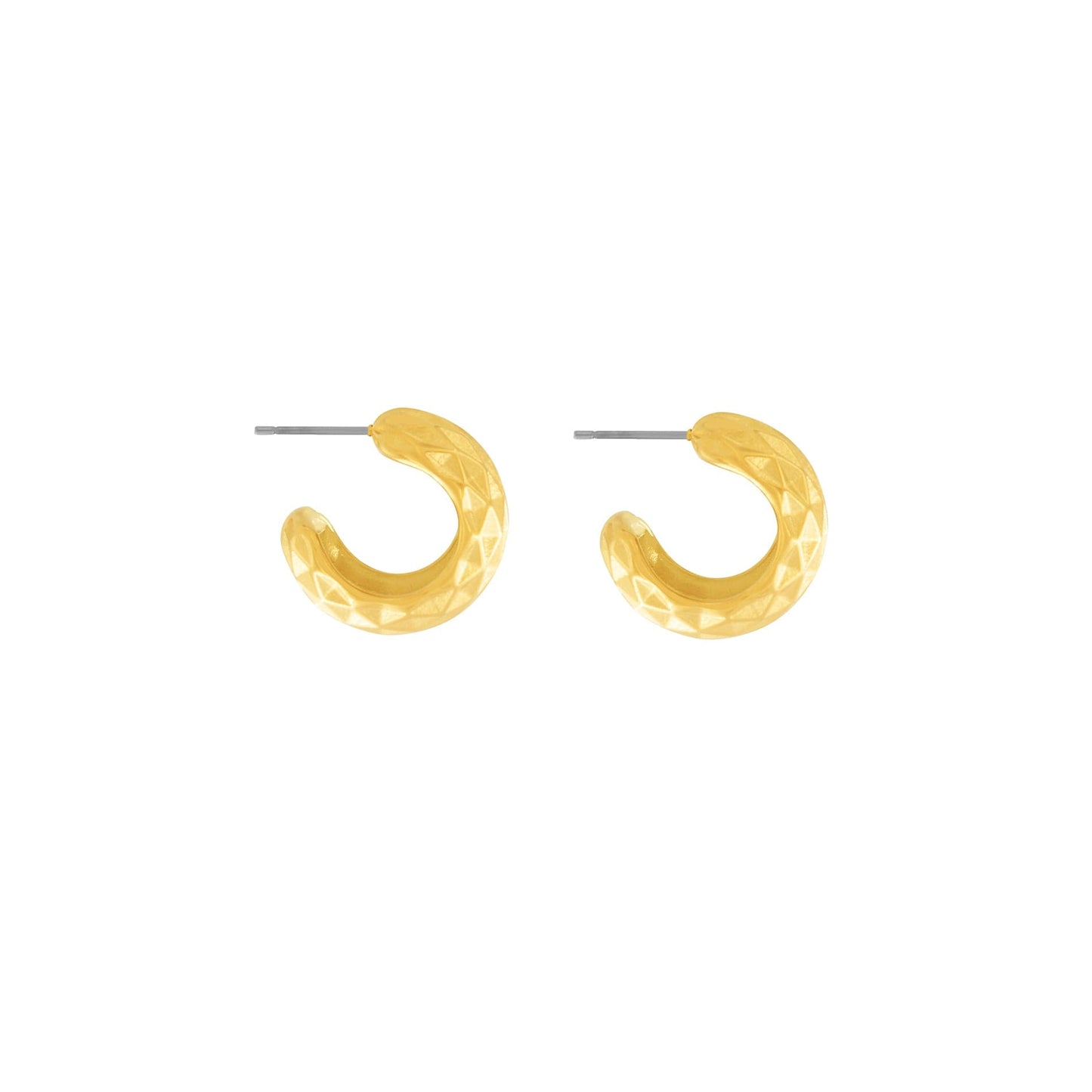 Courage Waterproof Honey Comb Hoops Earring 18K Gold Plating