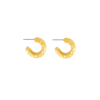 Courage Waterproof Honey Comb Hoops Earring 18K Gold Plating