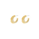 Joy Waterproof Clear CZ Double Hoop Earring 18K Gold Plating In BOX -DNSK Copenhagen