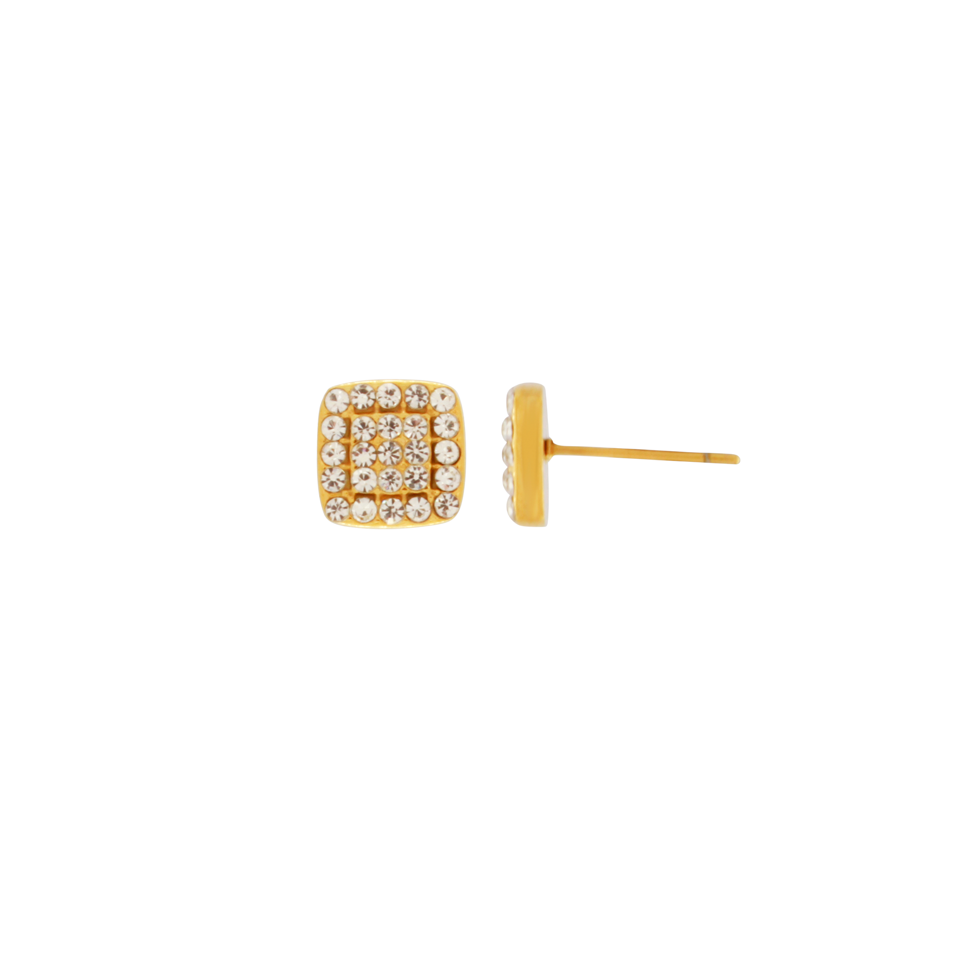 Joy Waterproof CZ Square Post Earring 18K Gold Plating, Dansk Copenhagen