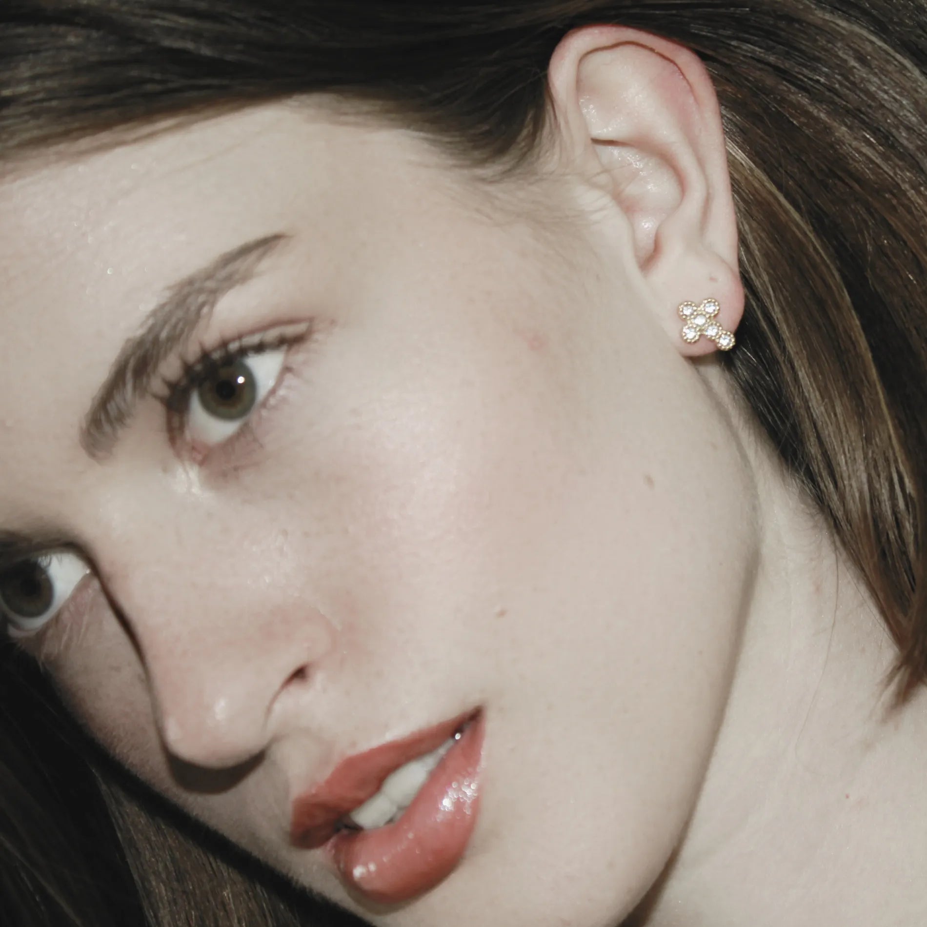 Joy Waterproof Cross CZ Post Earring 18K Gold Plating, Dansk Copenhagen