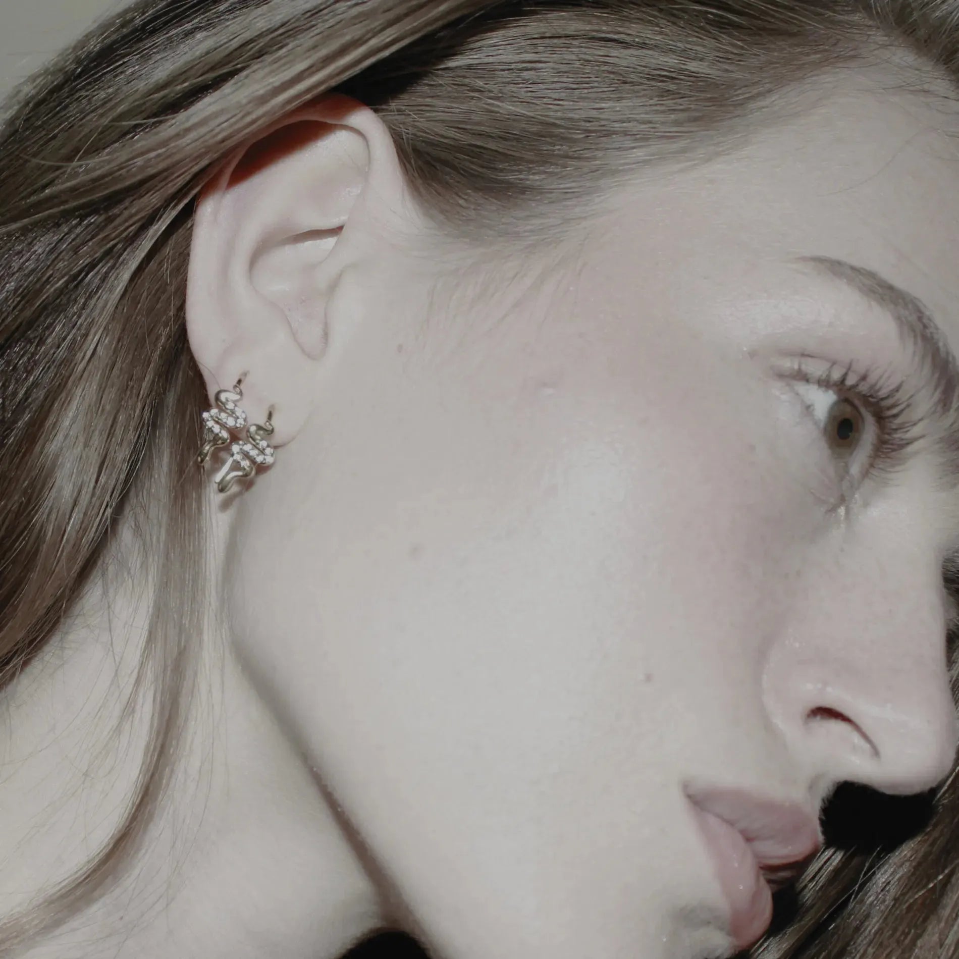 Joy Waterproof Snake CZ Hook Earring 18K Gold Plating, Dansk Copenhagen