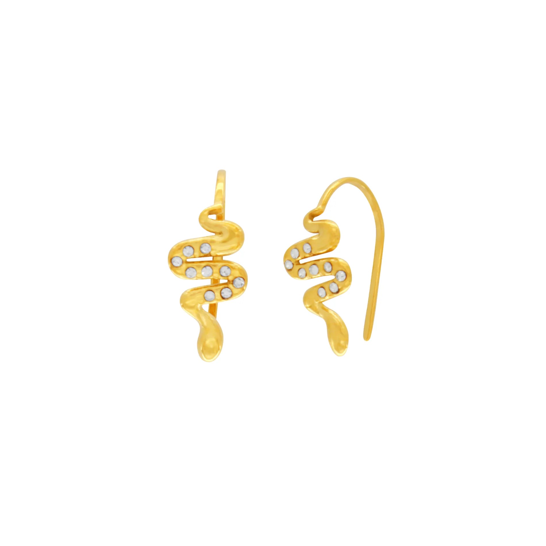 Joy Waterproof Snake CZ Hook Earring 18K Gold Plating, Dansk Copenhagen