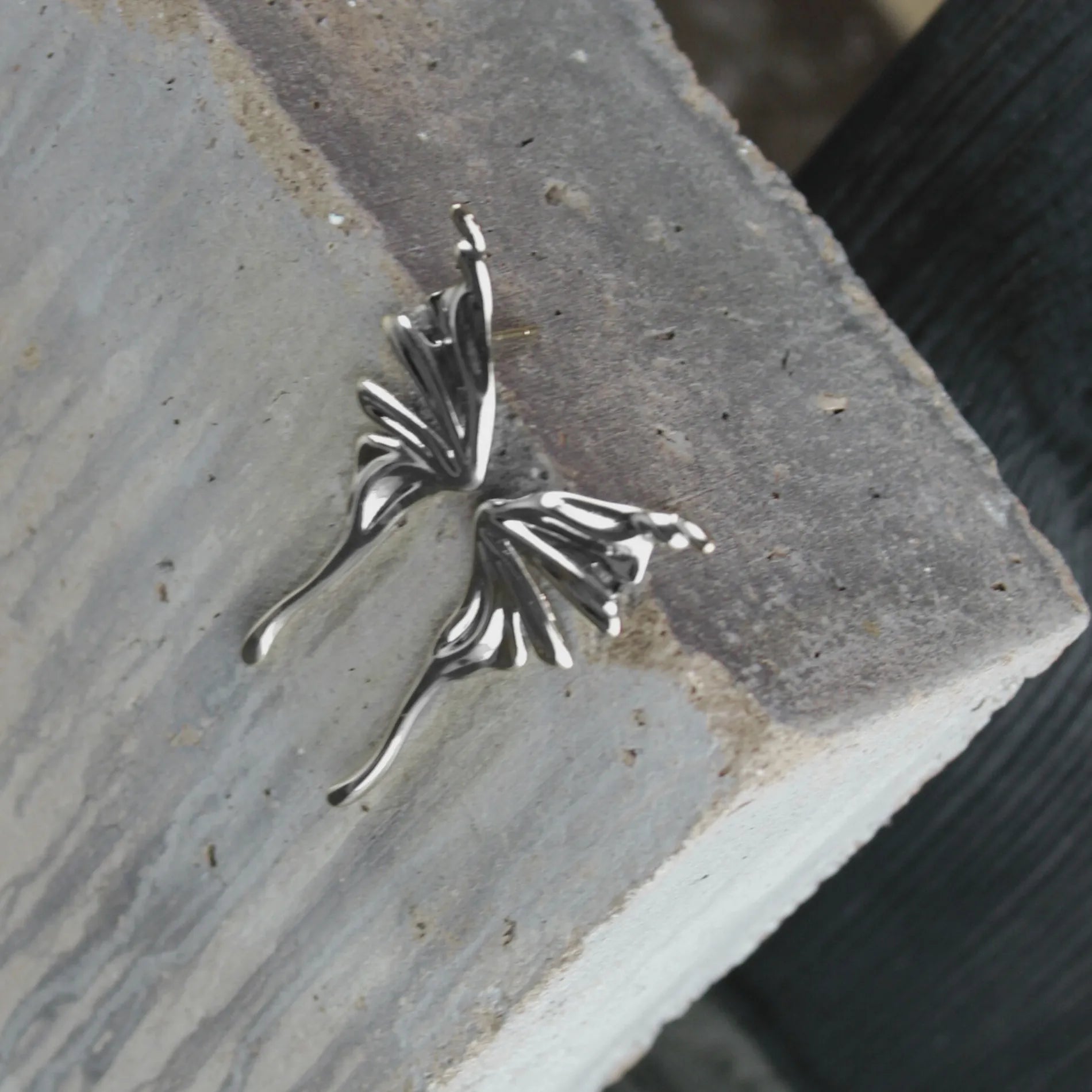 Courage Waterproof Wing Statement Earring Silver Plating, Dansk Copenhagen