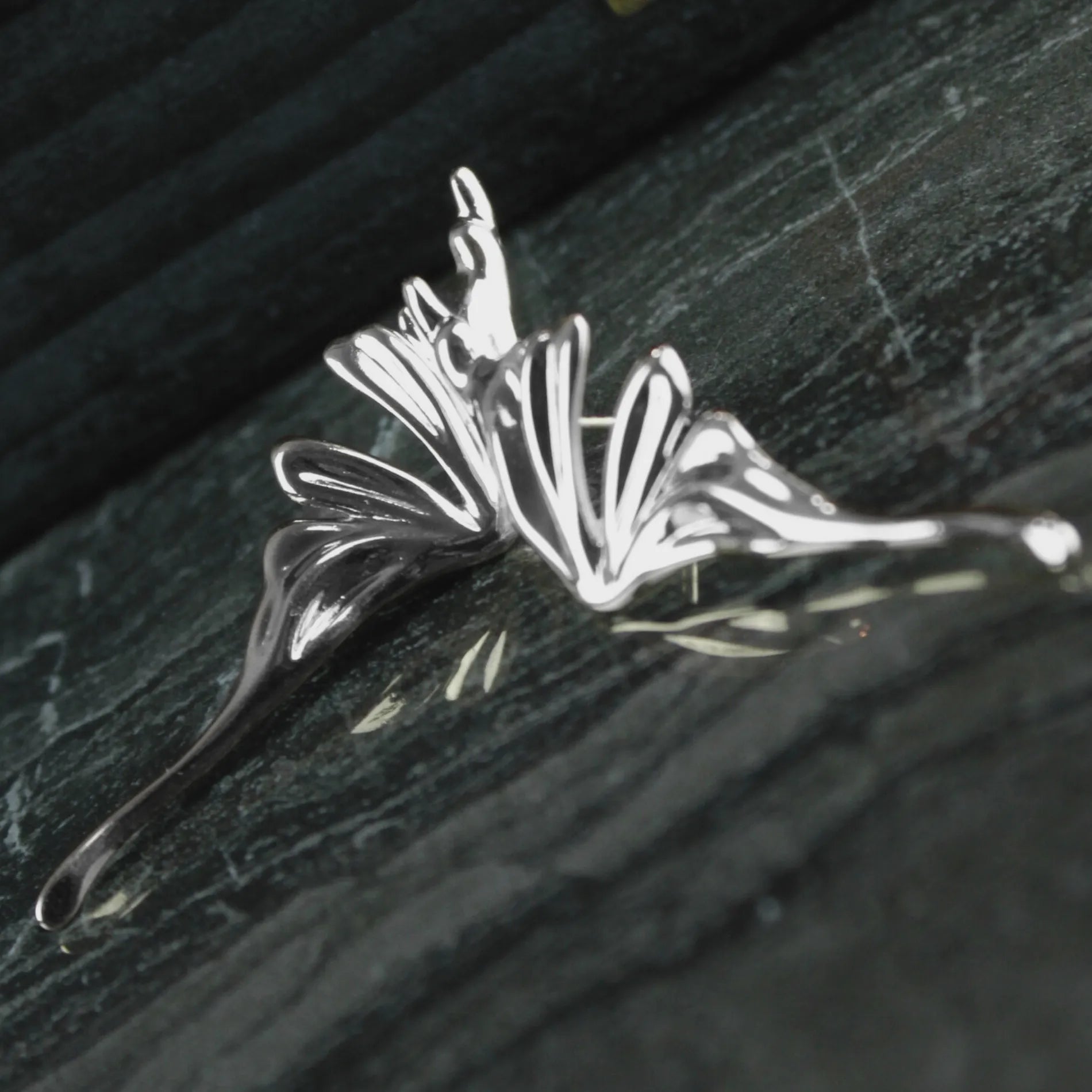 Courage Waterproof Wing Statement Earring Silver Plating, Dansk Copenhagen