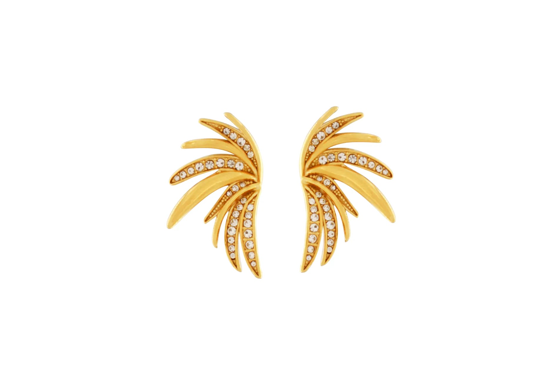 Joy Waterproof CZ Wing Statement Earring 18K Gold Plating, Dansk Copenhagen