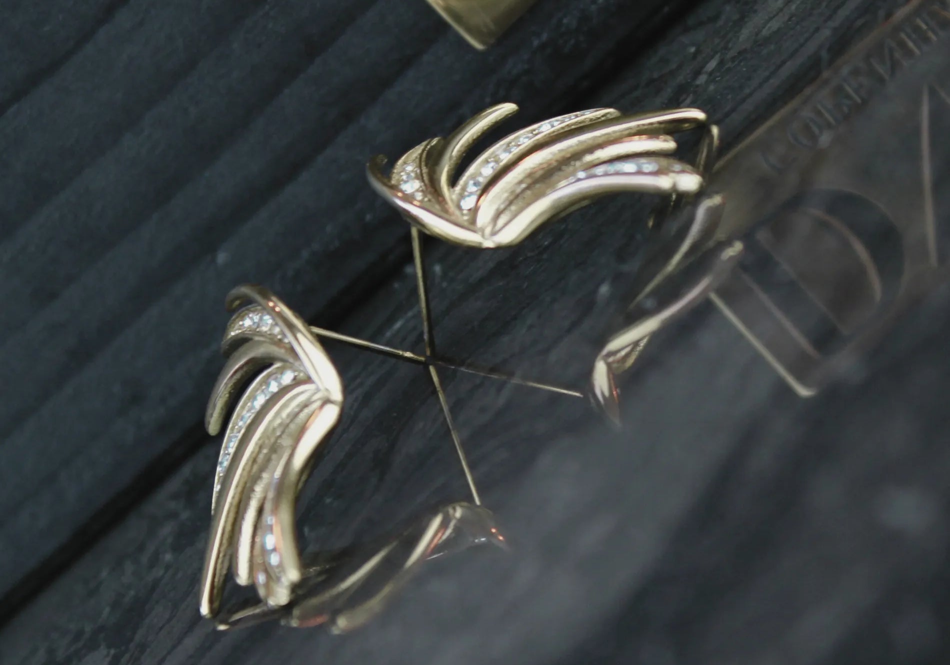Joy Waterproof CZ Wing Statement Earring 18K Gold Plating, Dansk Copenhagen