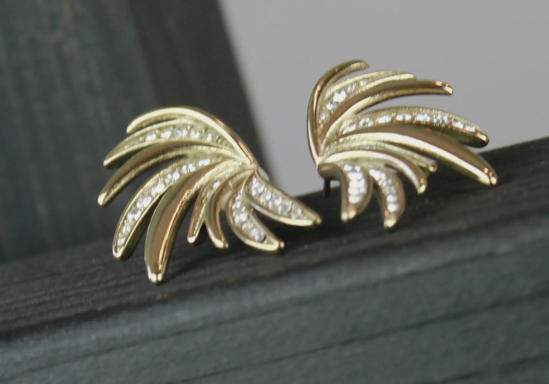 Joy Waterproof CZ Wing Statement Earring 18K Gold Plating, Dansk Copenhagen