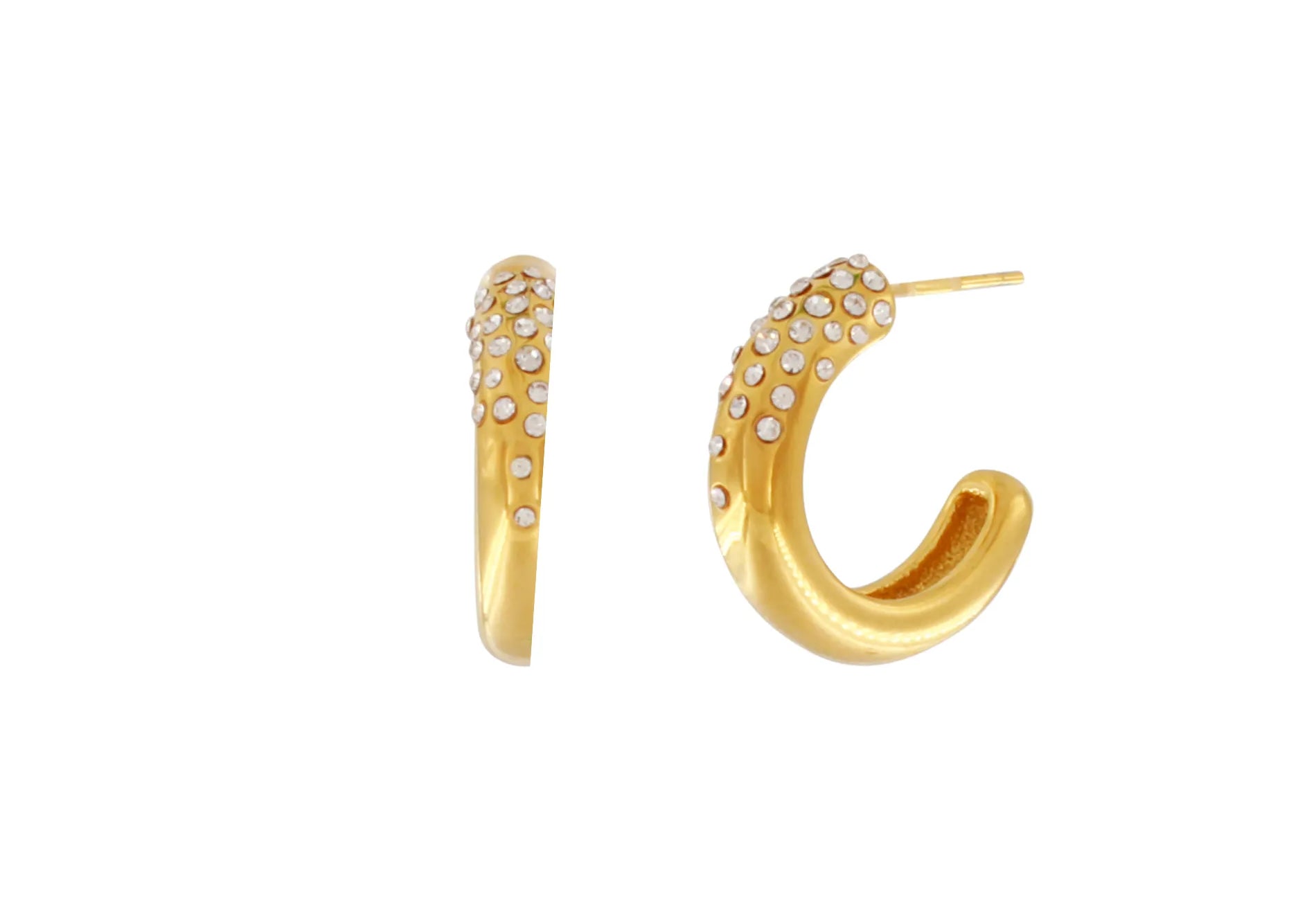 Joy Waterproof Clear Top CZ Hoop Earring 18K Gold Plating, Dansk Copenhagen