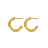 Joy Waterproof Clear Top CZ Hoop Earring 18K Gold Plating, Dansk Copenhagen