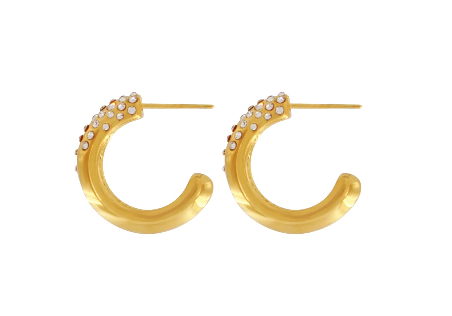 Joy Waterproof Clear Top CZ Hoop Earring 18K Gold Plating, Dansk Copenhagen