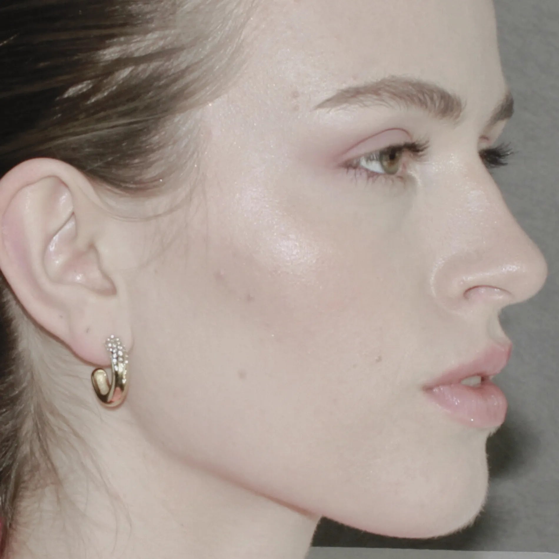 Joy Waterproof Clear Top CZ Hoop Earring 18K Gold Plating, Dansk Copenhagen