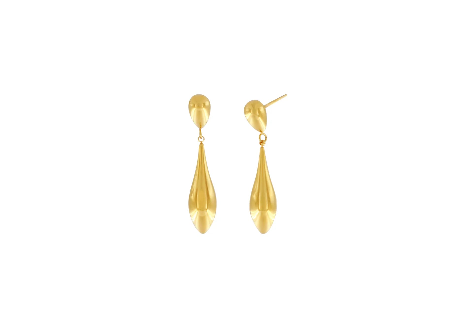 Passion  Waterproof Smooth Double Drop Earring 18K Gold Plating, Dansk Copenhagen