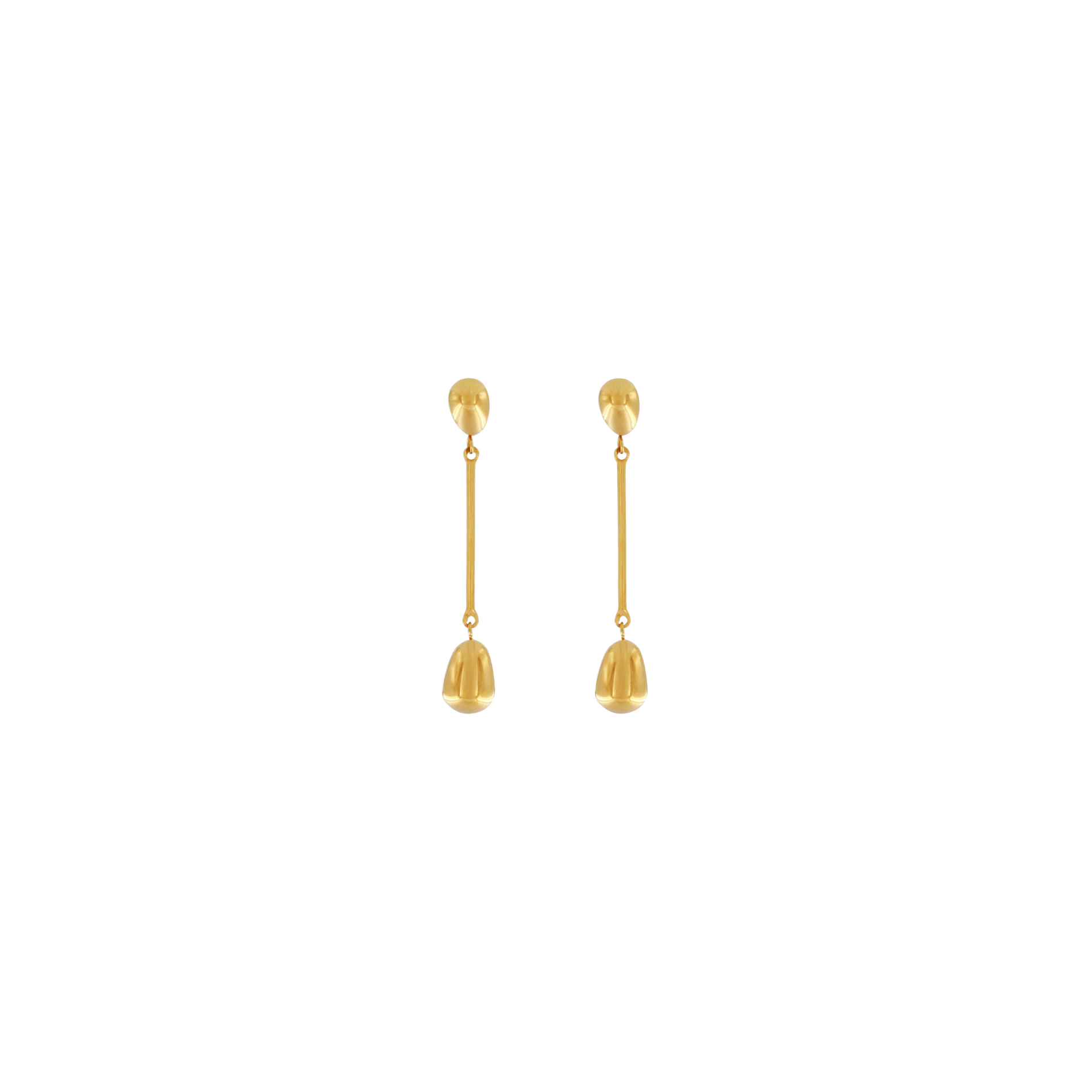 Passion  Waterproof Long Smooth Double Drop Earring 18K Gold Plating, Dansk Copenhagen