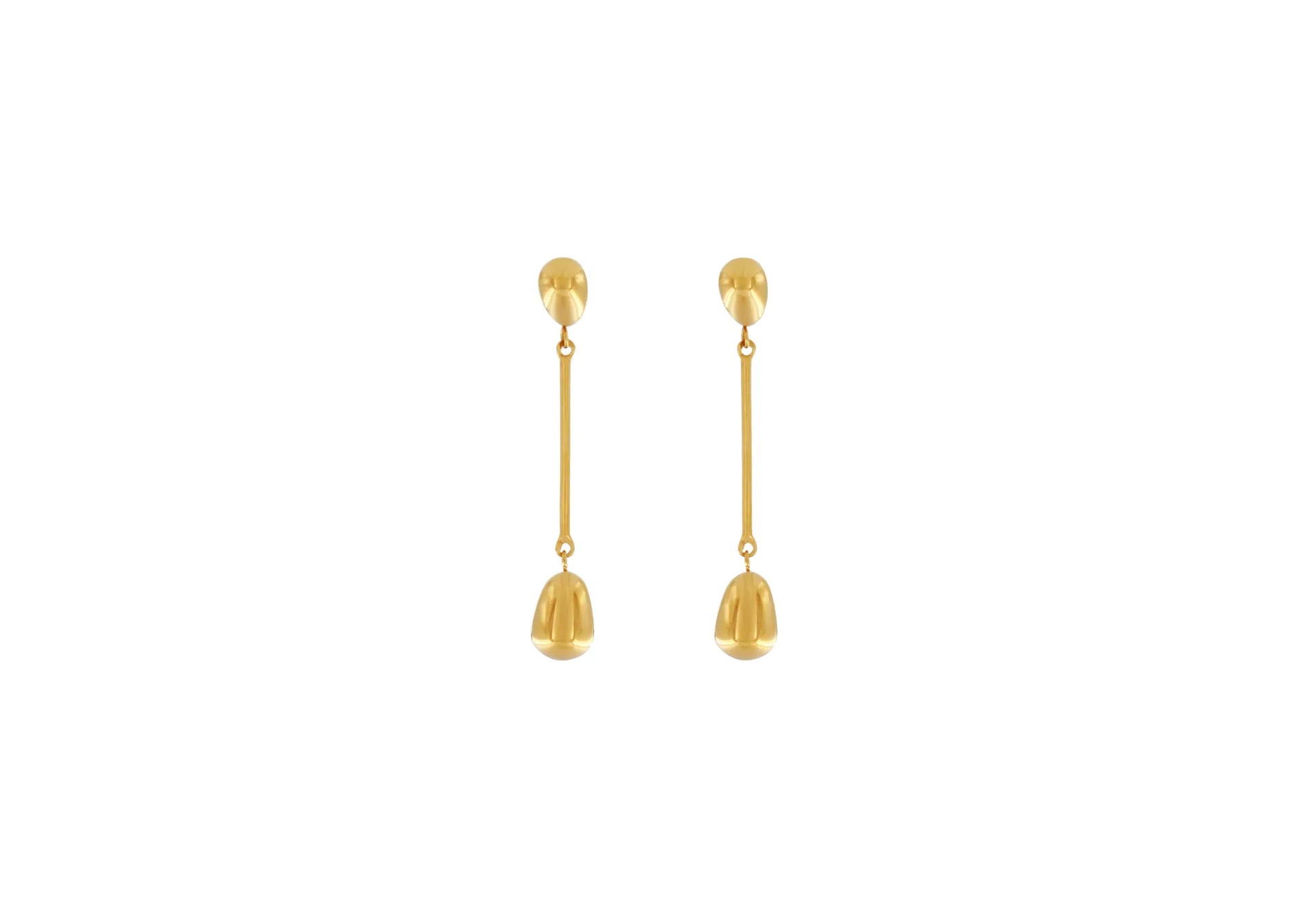 Passion  Waterproof Long Smooth Double Drop Earring 18K Gold Plating, Dansk Copenhagen