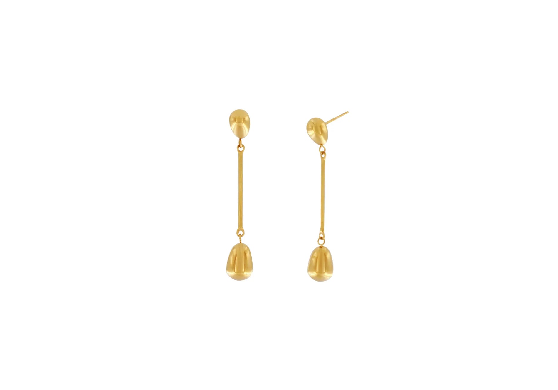 Passion  Waterproof Long Smooth Double Drop Earring 18K Gold Plating, Dansk Copenhagen