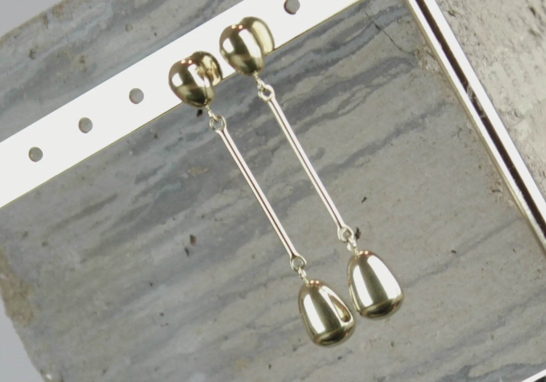 Passion  Waterproof Long Smooth Double Drop Earring 18K Gold Plating, Dansk Copenhagen