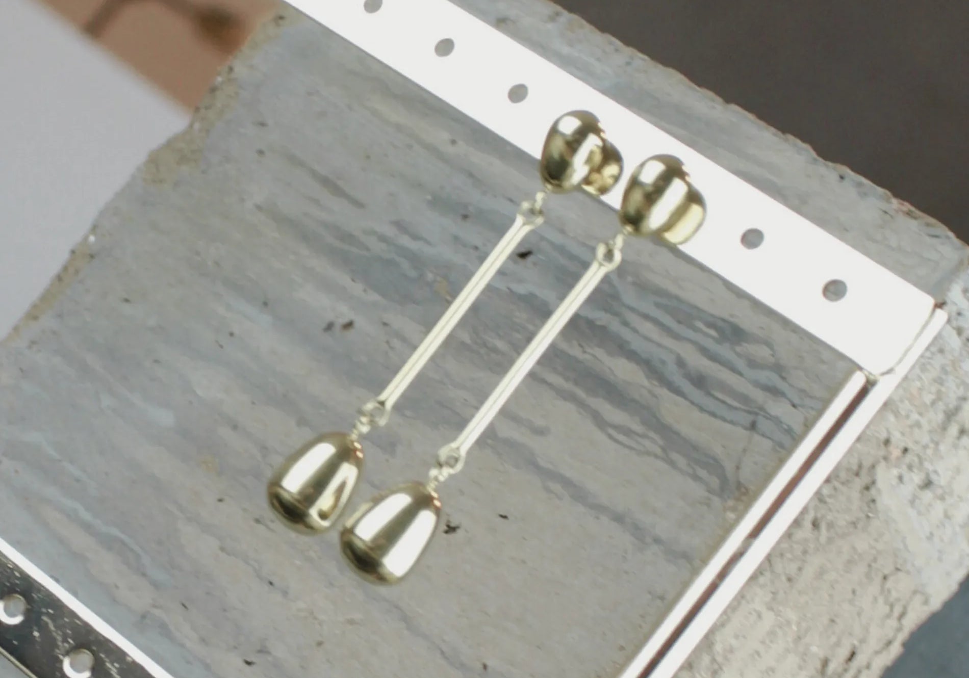 Passion  Waterproof Long Smooth Double Drop Earring 18K Gold Plating, Dansk Copenhagen