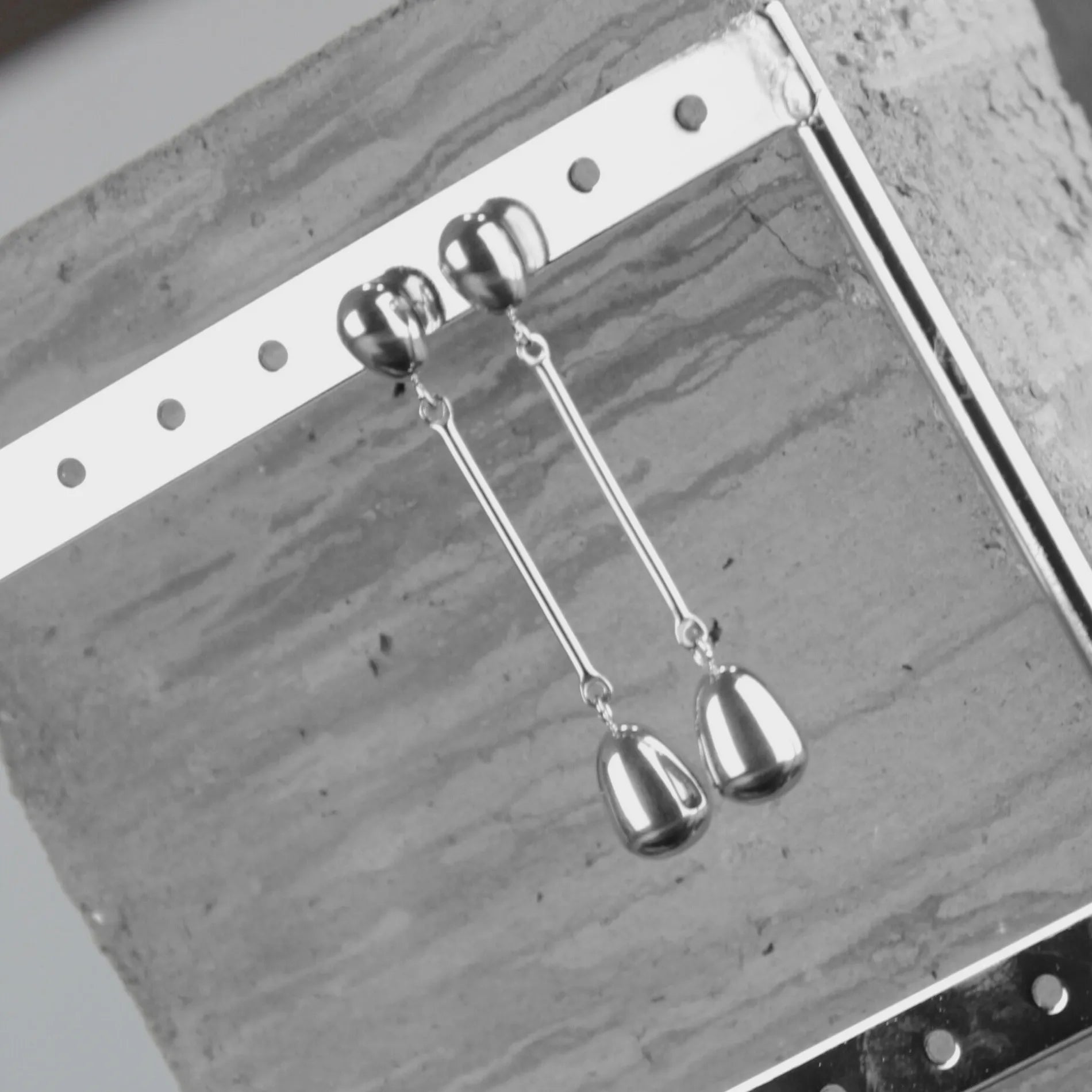 Passion  Waterproof Long Smooth Double Drop Earring Silver Plating, Dansk Copenhagen