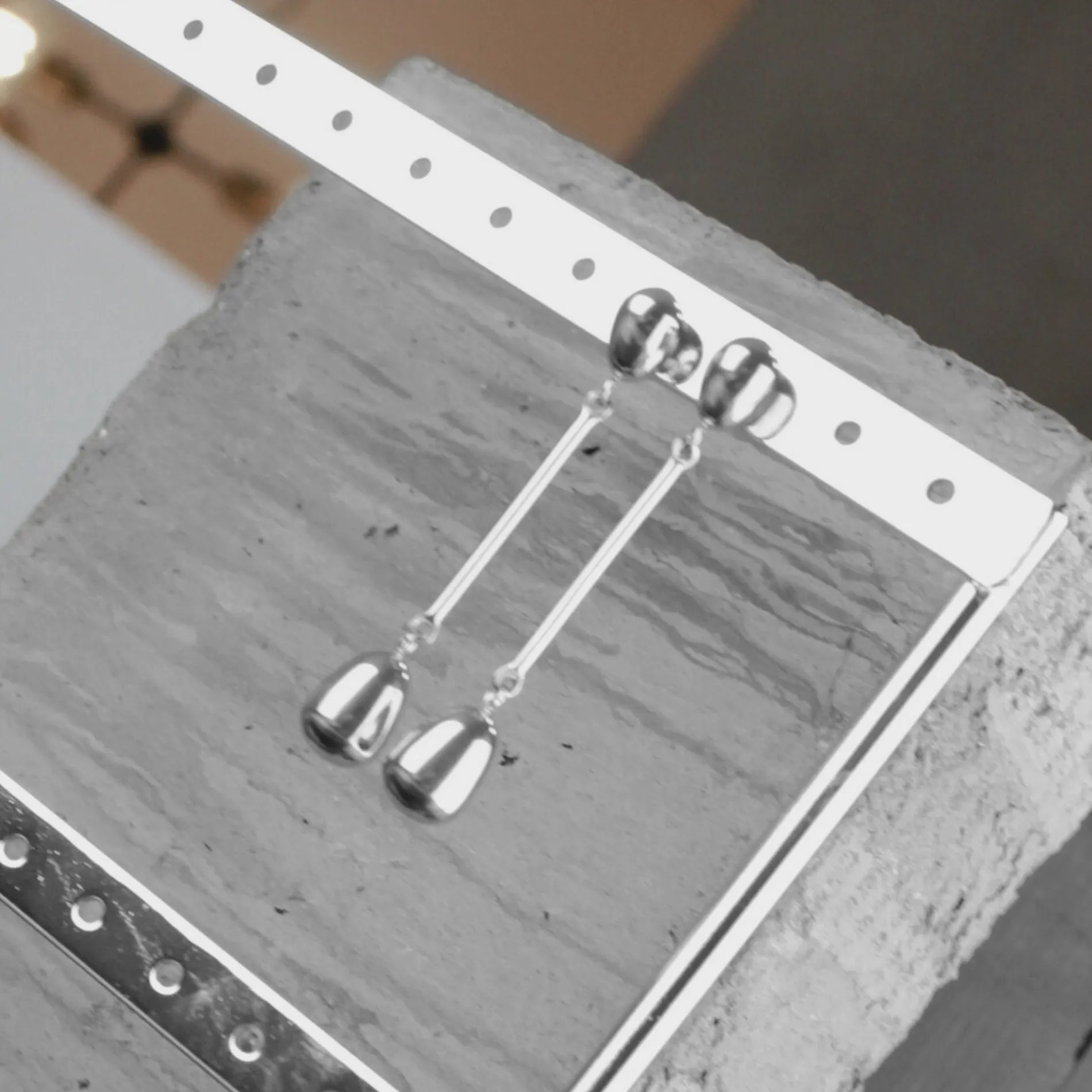 Passion  Waterproof Long Smooth Double Drop Earring Silver Plating, Dansk Copenhagen