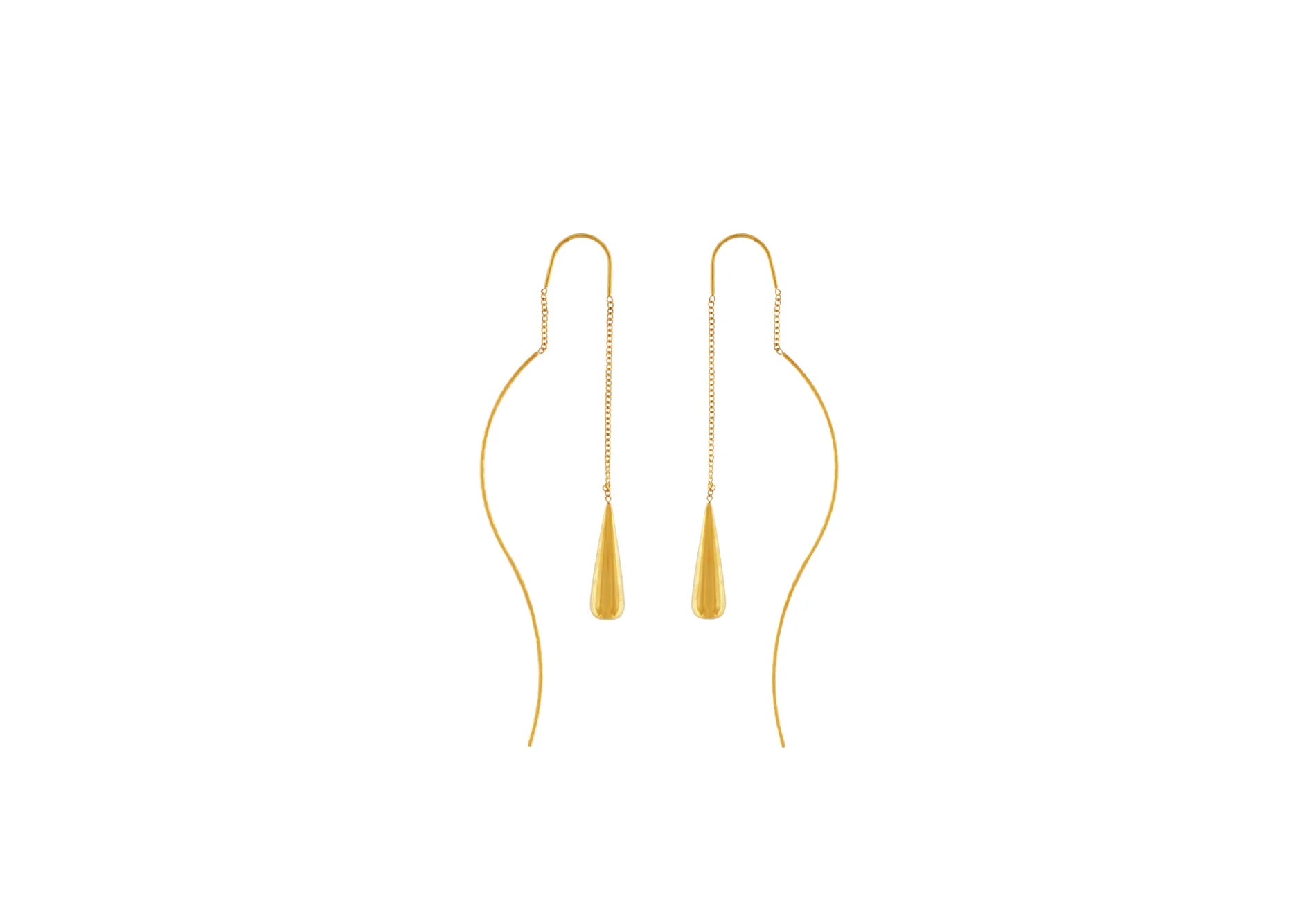 Passion Waterproof Smooth Drop Chain Earring 18K Gold Plating, Dansk Copenhagen