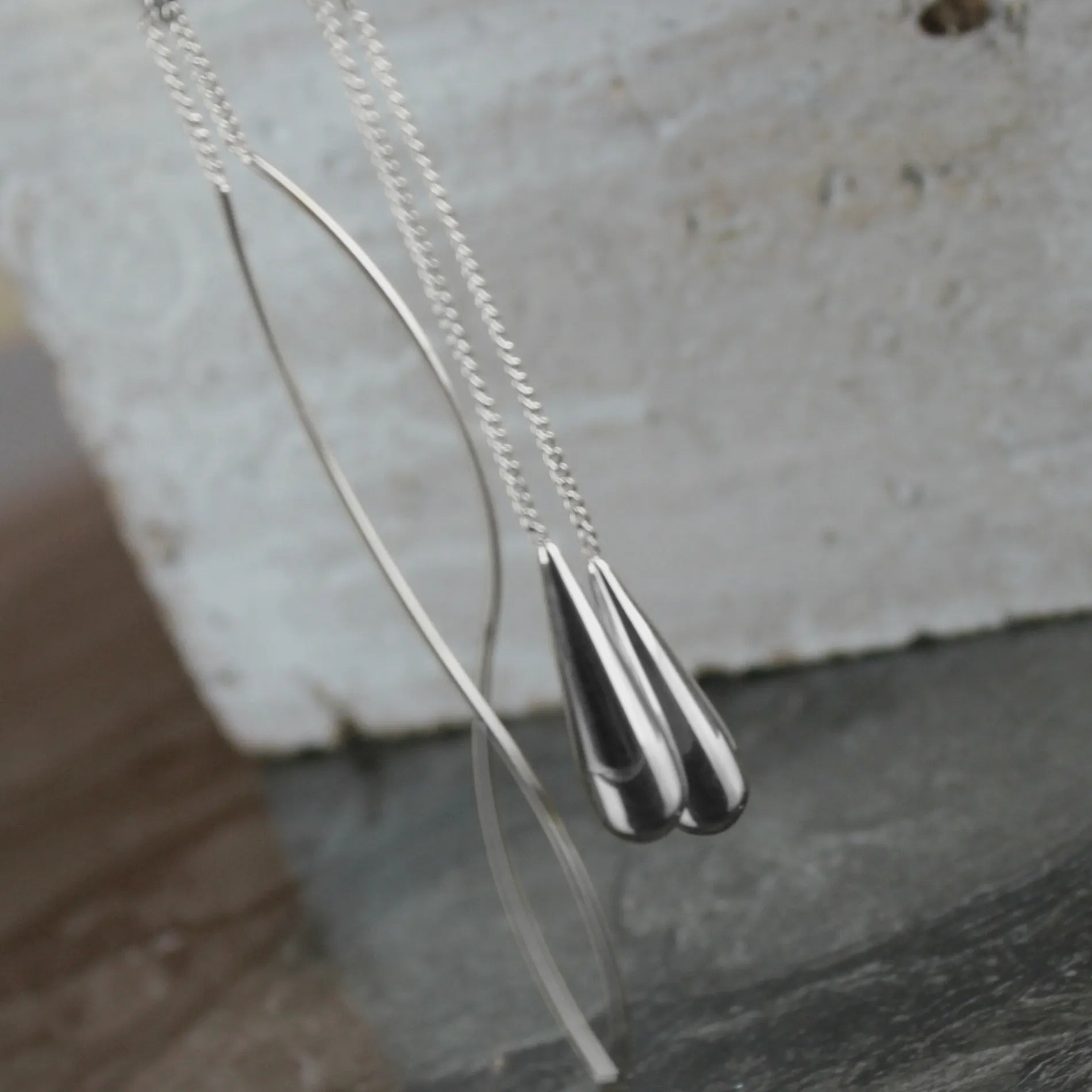 Passion Waterproof Smooth Drop Chain Earring Silver Plating, Dansk Copenhagen