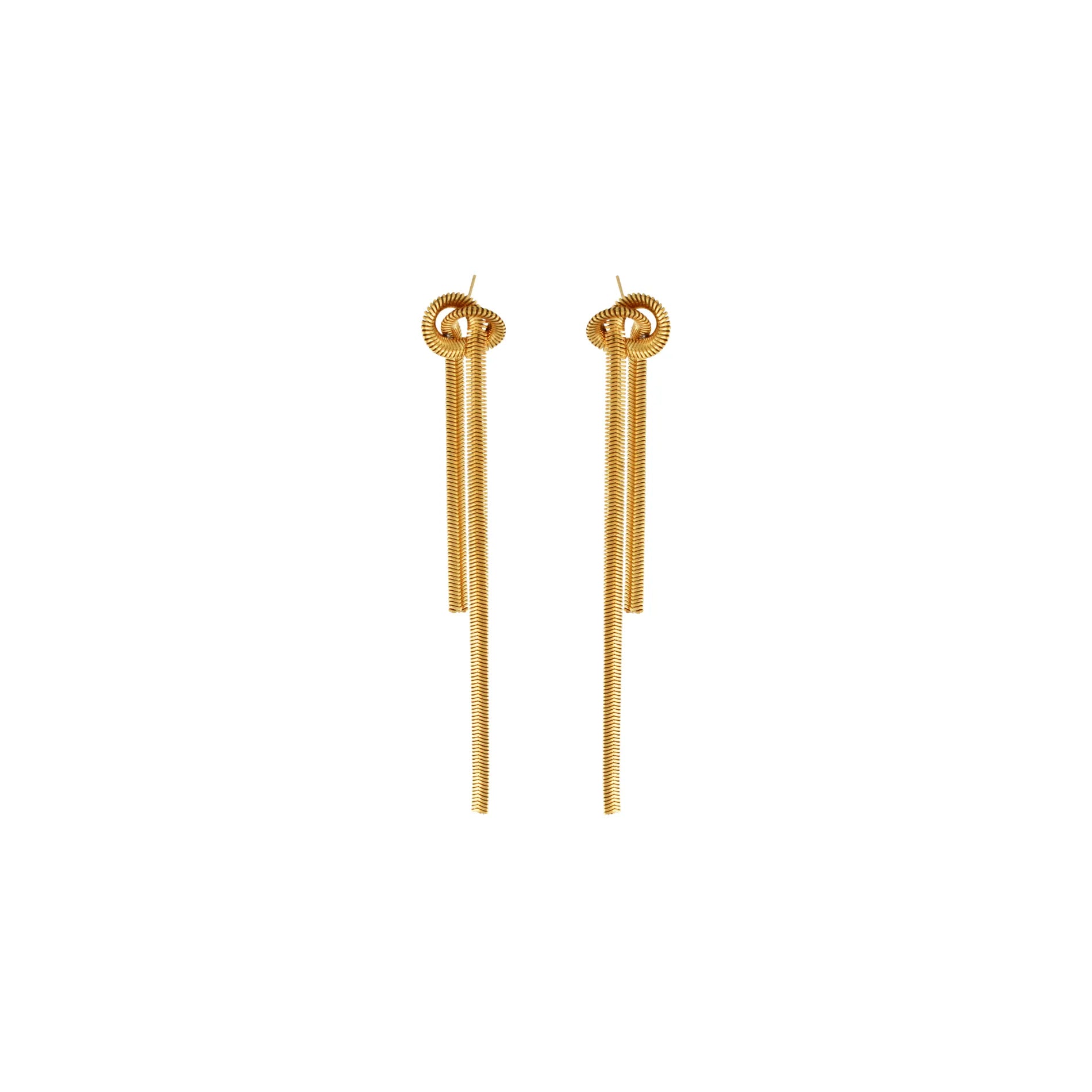 Passion  Waterproof Long Knot Herringbone Earring 18K Gold Plating, Dansk Copenhagen