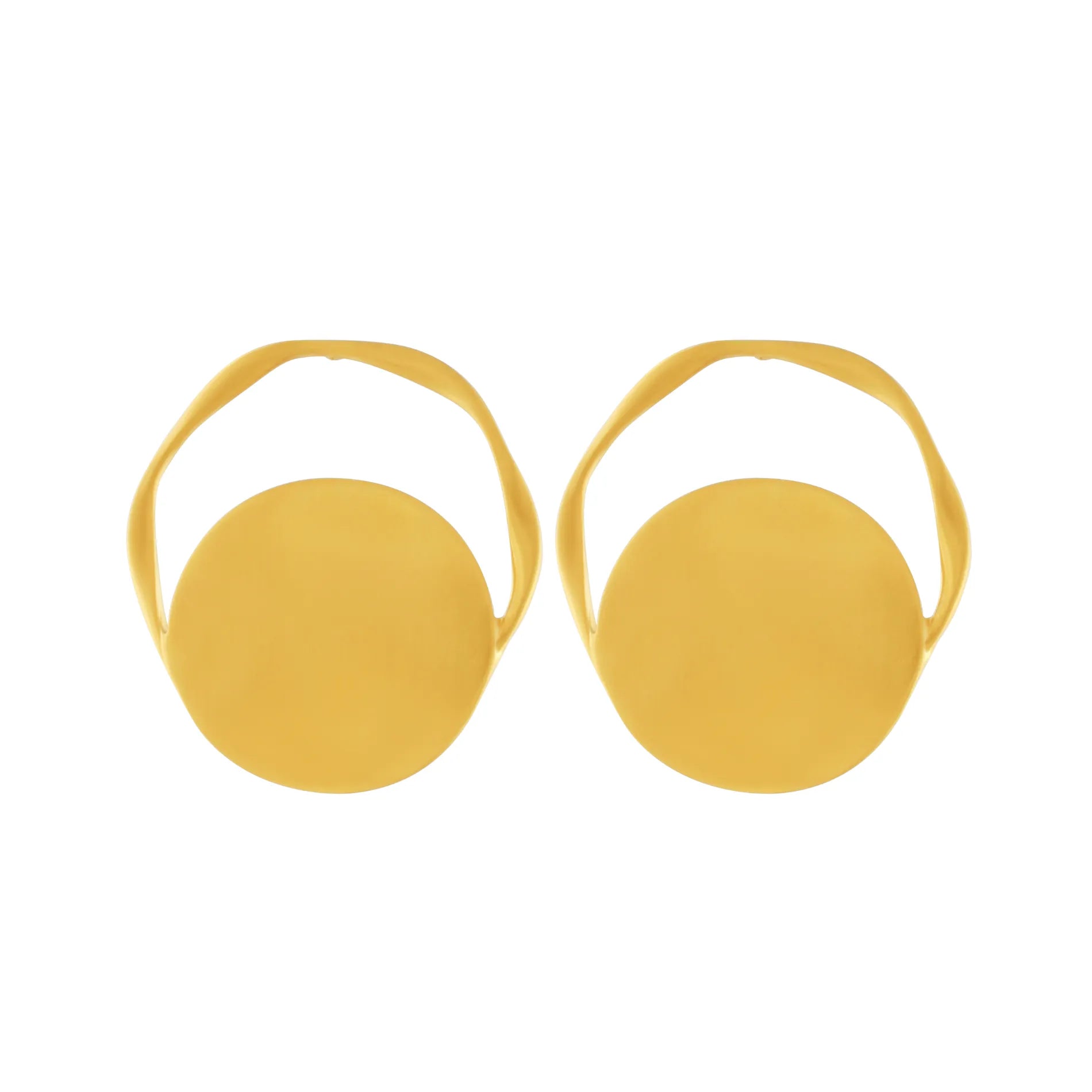 Courage Waterproof Brushed Artfull Round Statement Earring 18K Gold Plating, DNSK Copenhagen