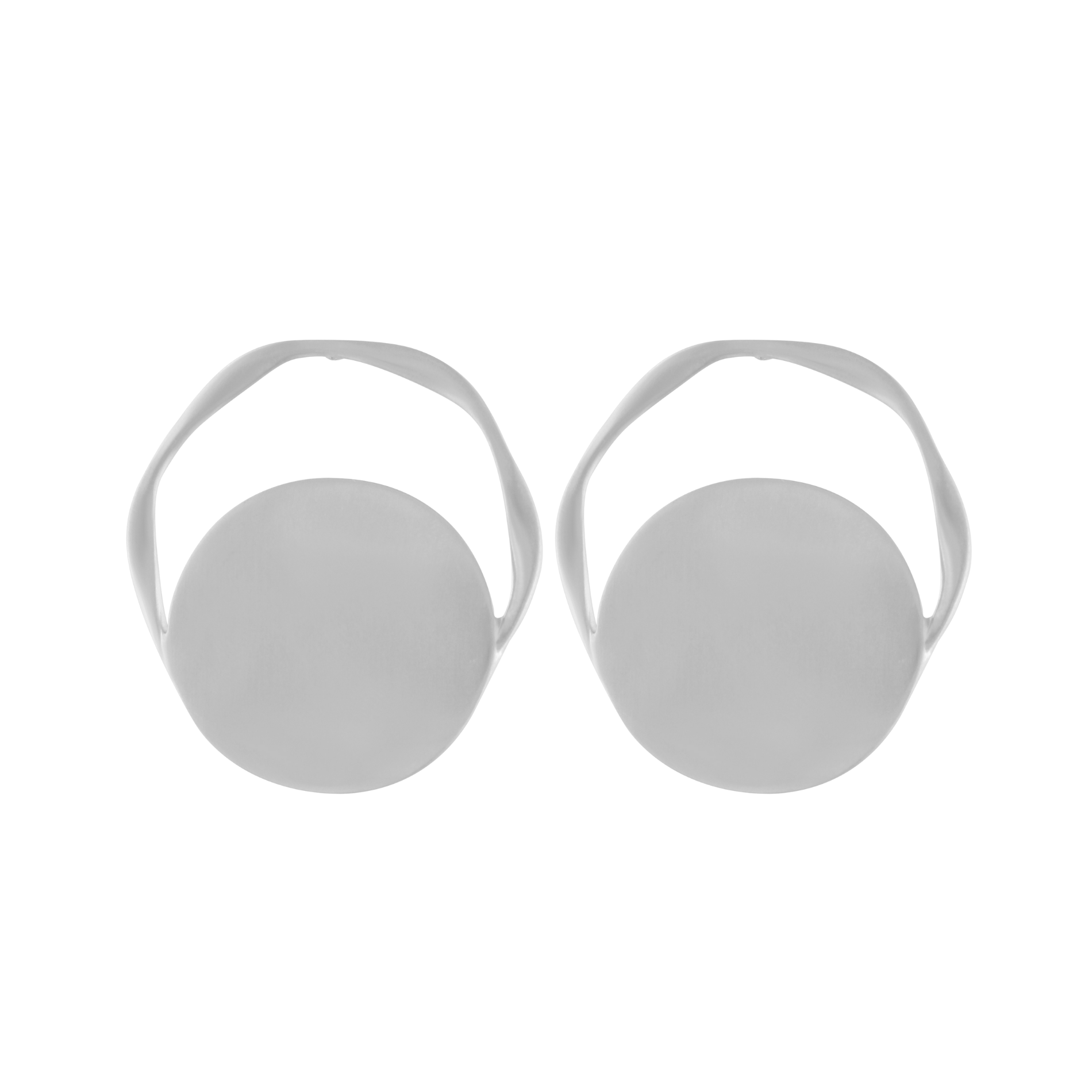 Courage Waterproof Brushed Artfull Round Statement Earring Silver Plating, DNSK Copenhagen