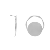 Courage Waterproof Brushed Artfull Round Statement Earring Silver Plating