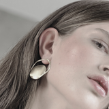 Courage Waterproof Brushed Artfull Round Statement Earring Silver Plating