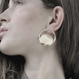 Courage Waterproof Brushed Artfull Round Statement Earring Silver Plating