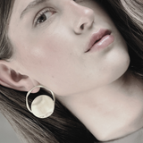 Courage Waterproof Brushed Artfull Round Statement Earring Silver Plating