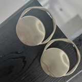 Courage Waterproof Brushed Artfull Round Statement Earring Silver Plating
