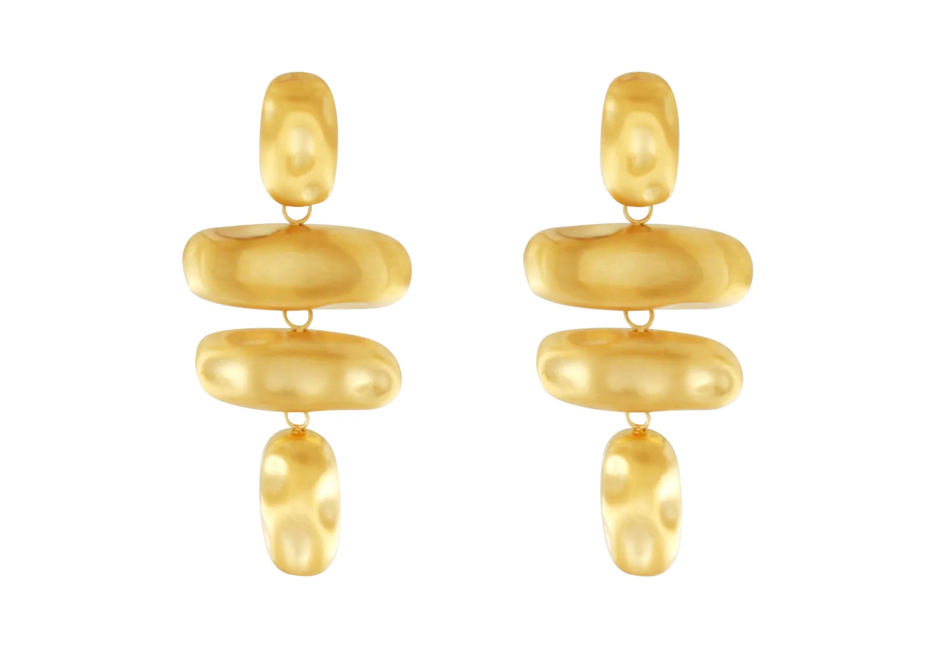 Courage Waterproof Brushed Organic Chandelier Earring 18K Gold Plating, DNSK Copenhagen
